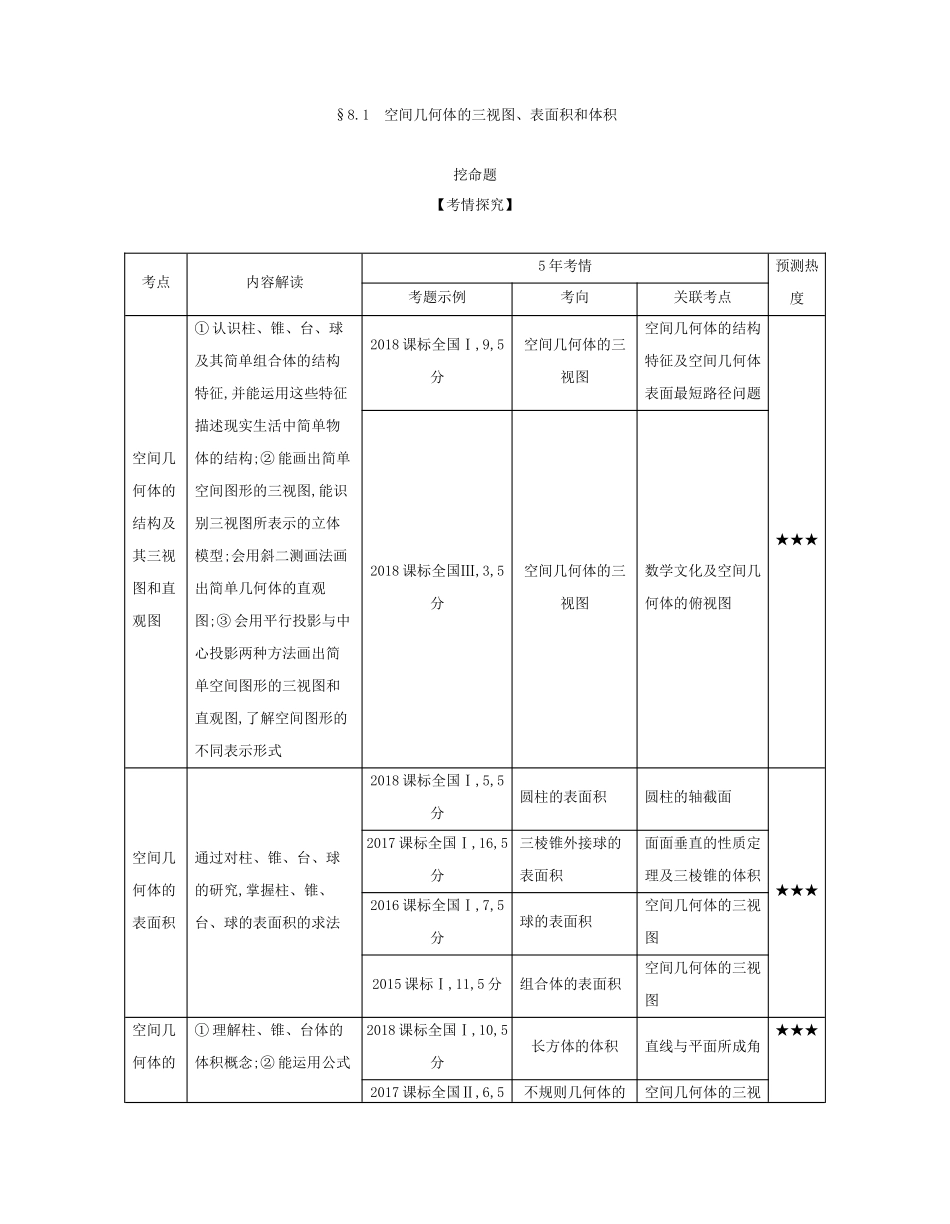 （课标专用 5年高考3年模拟A版）高考数学 第八章 立体几何 1 空间几何体的三视图、表面积和体积试题 文-人教版高三数学试题_第2页