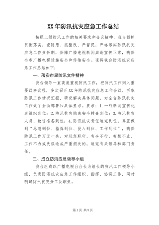 2024年防汛抗灾应急工作总结
