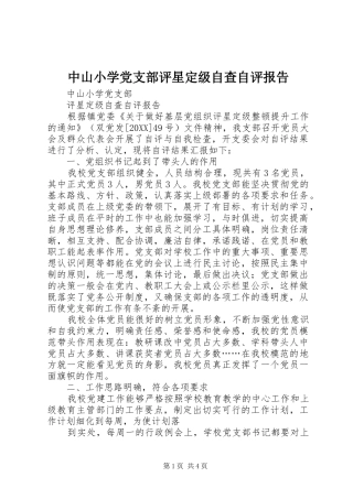 2024年中山小学党支部评星定级自查自评报告