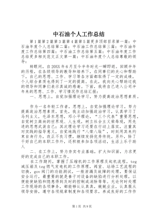 2024年中石油个人工作总结