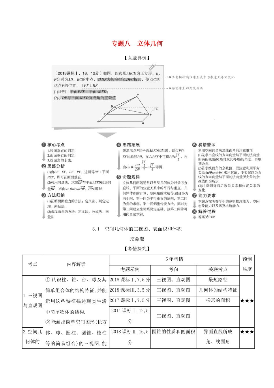 （课标专用 5年高考3年模拟A版）高考数学 专题八 立体几何 1 空间几何体的三视图、表面积和体积试题 理-人教版高三数学试题_第1页