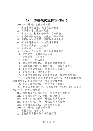 2024年防震减灾宣传活动标语