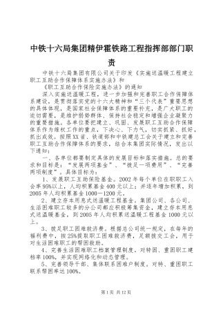 2024年中铁十六局集团精伊霍铁路工程指挥部部门职责