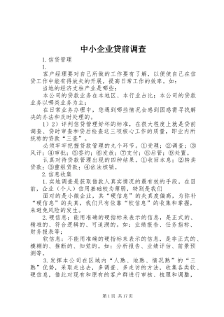 2024年中小企业贷前调查