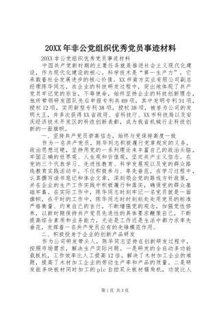2024年非公党组织优秀党员事迹材料