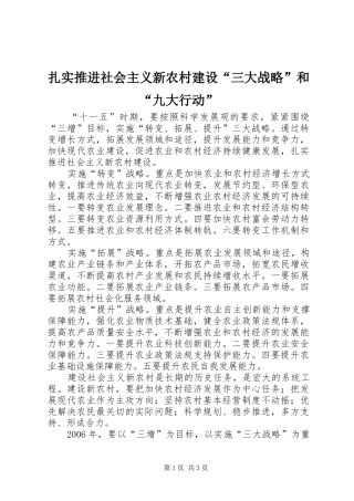 2024年扎实推进社会主义新农村建设三大战略和九大行动