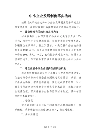 2024年中小企业发展制度落实措施