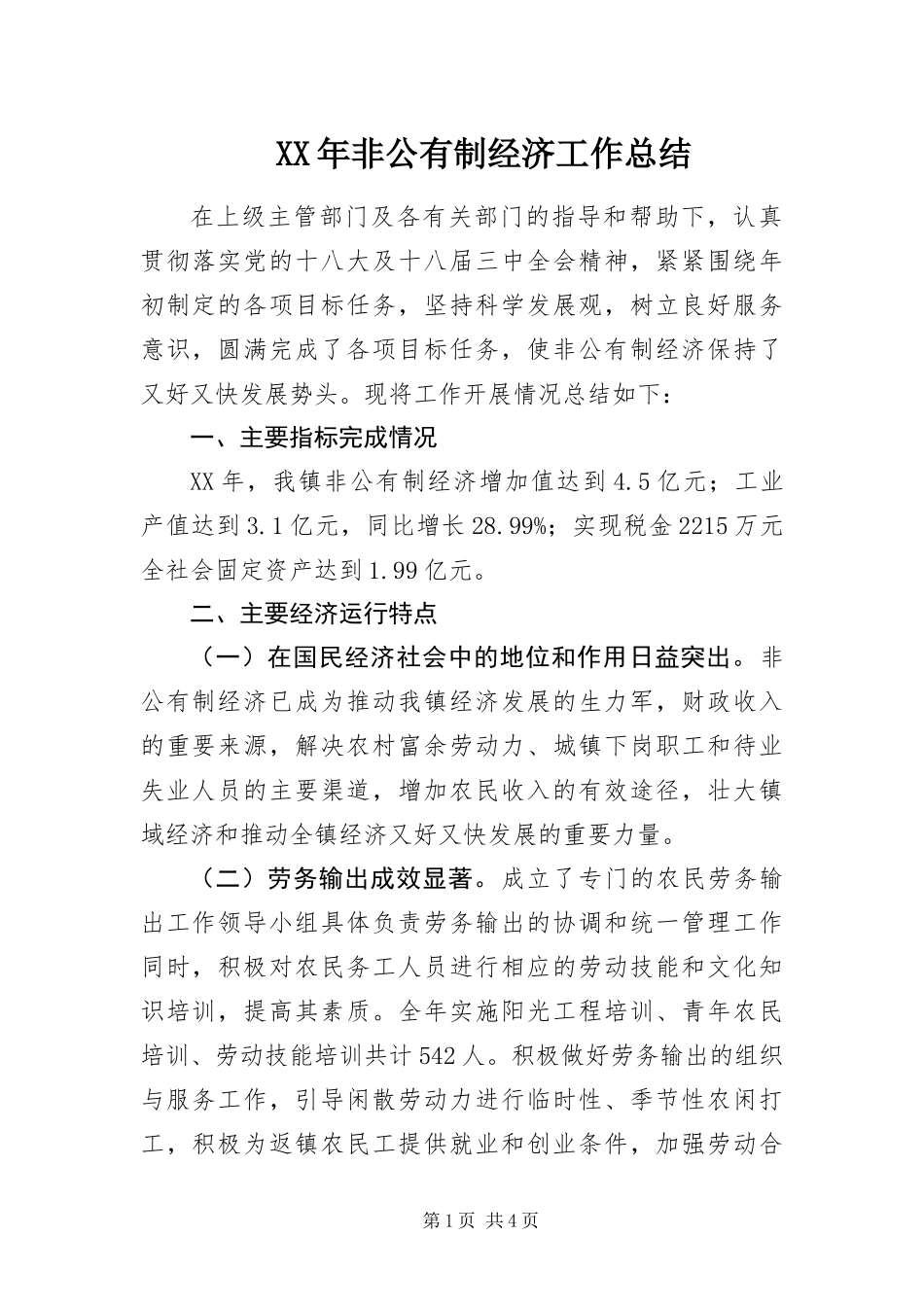 2024年非公有制经济工作总结_第1页