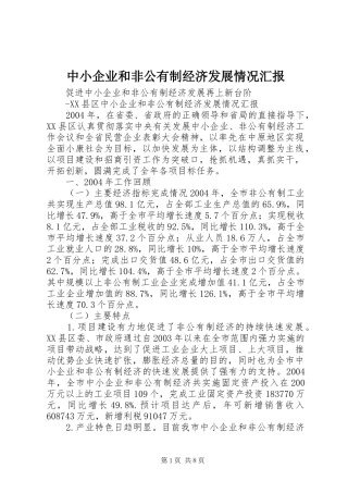 2024年中小企业和非公有制经济发展情况汇报