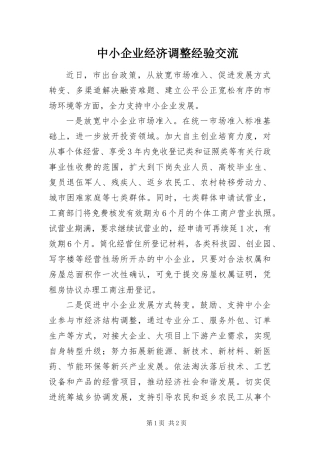 2024年中小企业经济调整经验交流