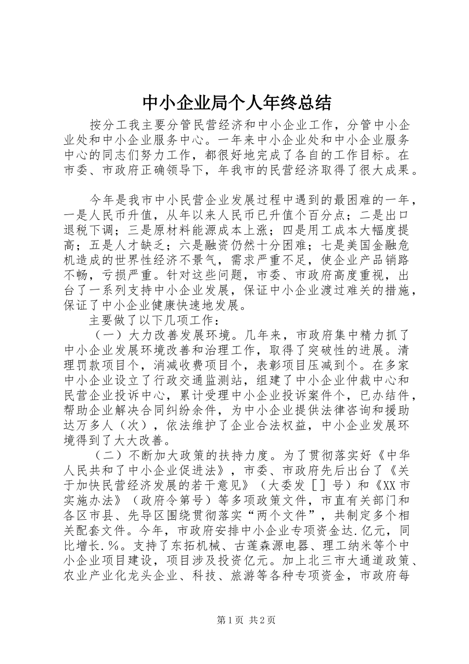 2024年中小企业局个人年终总结_第1页