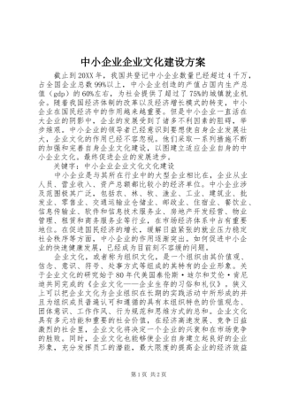 2024年中小企业企业文化建设方案