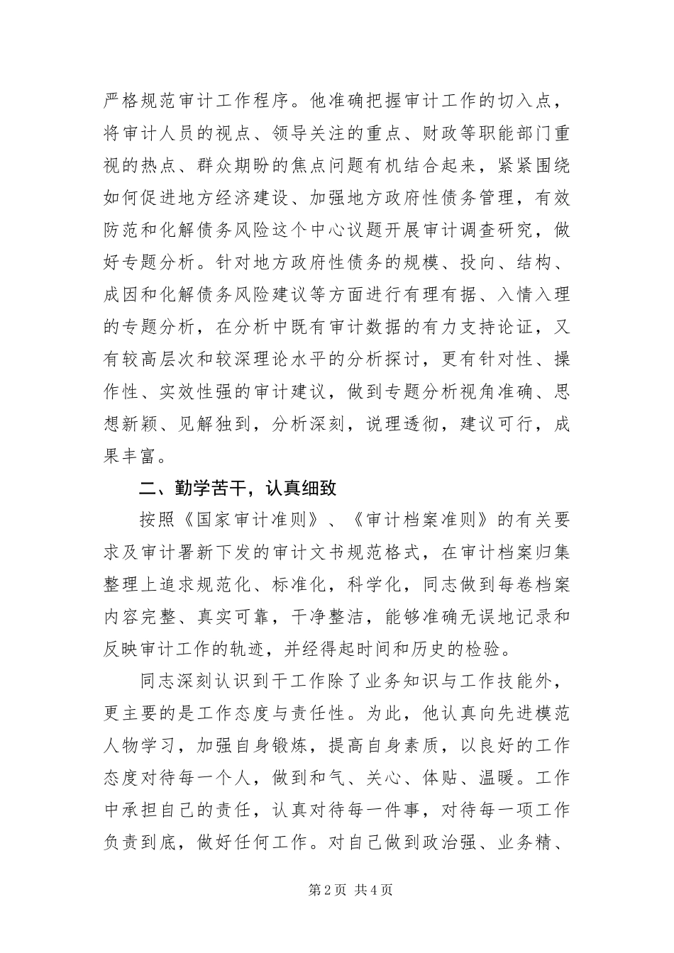 2024年债务审计小组事迹材料_第2页