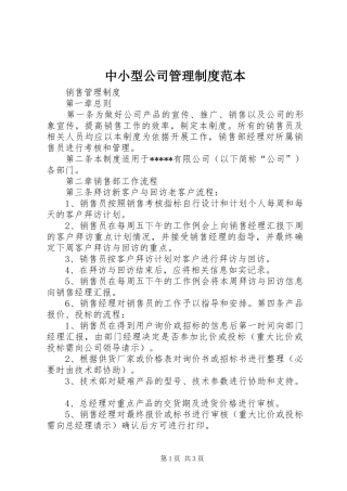 2024年中小型公司管理制度范本
