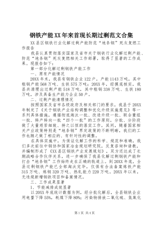 2024年钢铁产能来首现长期过剩范文合集
