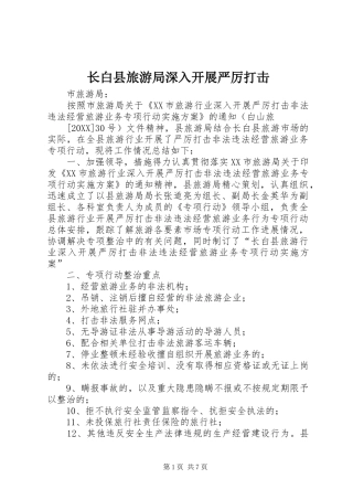 2024年长白县旅游局深入开展严厉打击