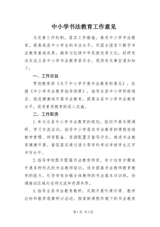 2024年中小学书法教育工作意见