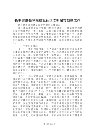 2024年长丰街道领导视察我社区文明城市创建工作