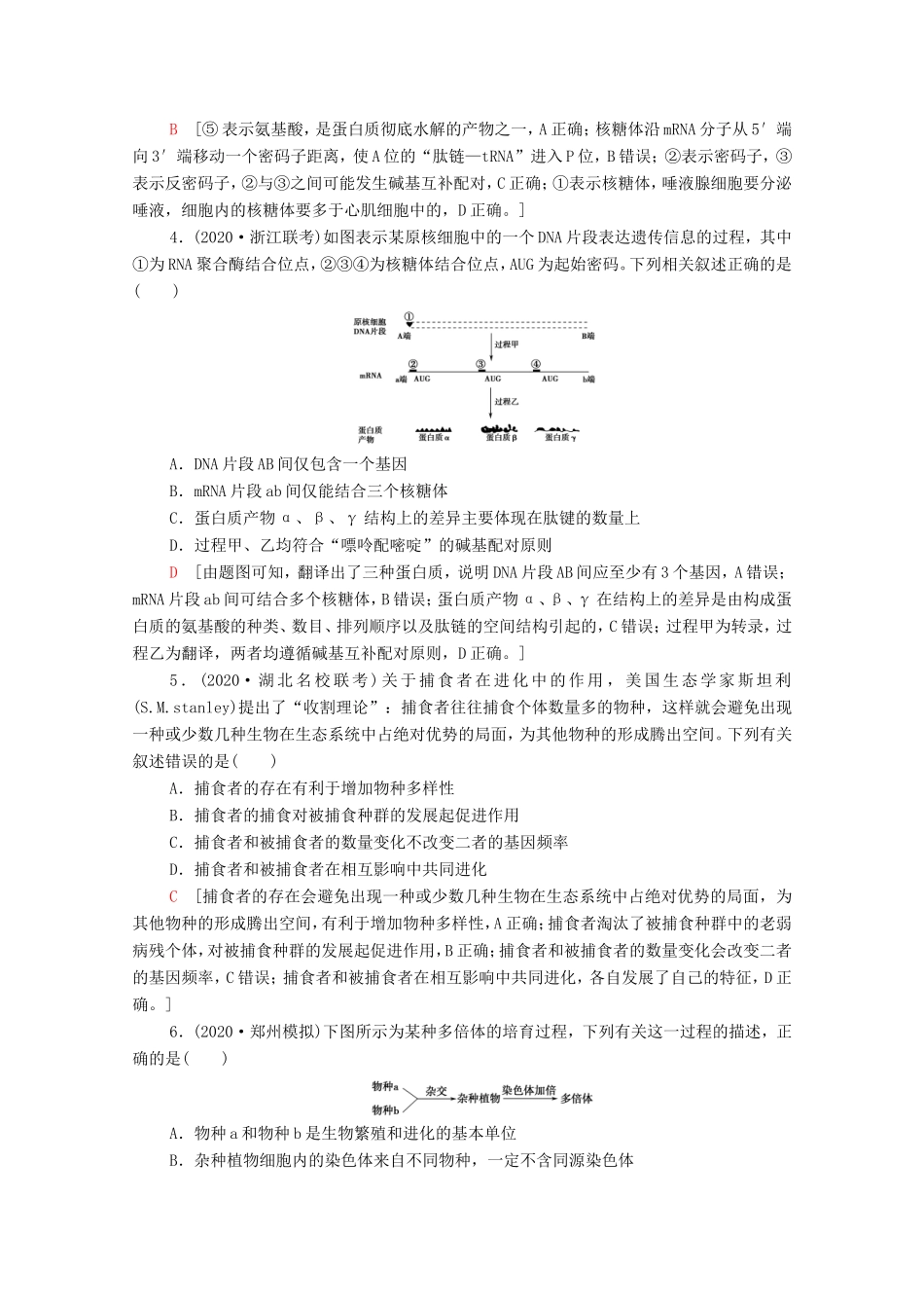 （统考版）高考生物二轮复习 命题点专练（七）遗传的分子基础、变异与进化（1）（选择题）（含解析）-人教版高三全册生物试题_第2页