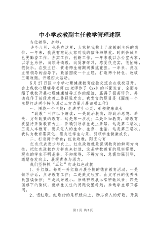 2024年中小学政教副主任教学管理述职