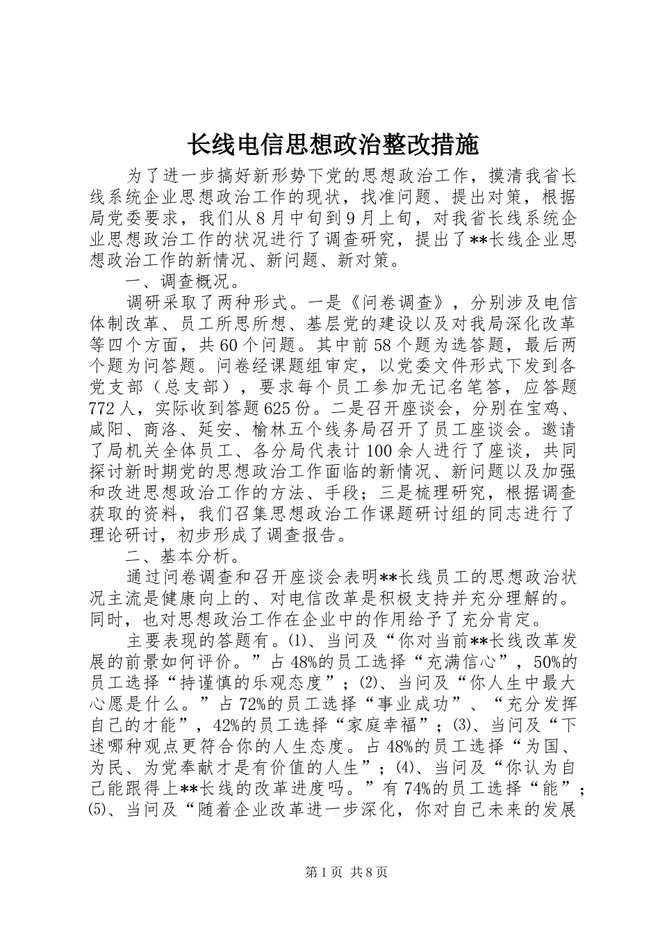 2024年长线电信思想政治整改措施_第1页