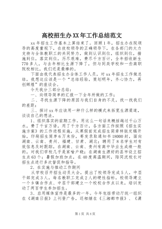 2024年高校招生办工作总结范文