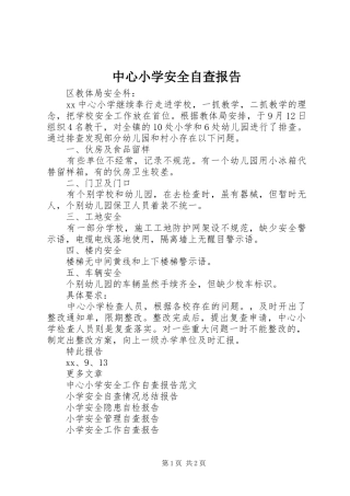 2024年中心小学安全自查报告