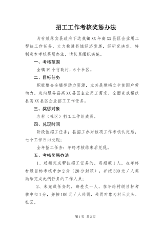 2024年招工工作考核奖惩办法