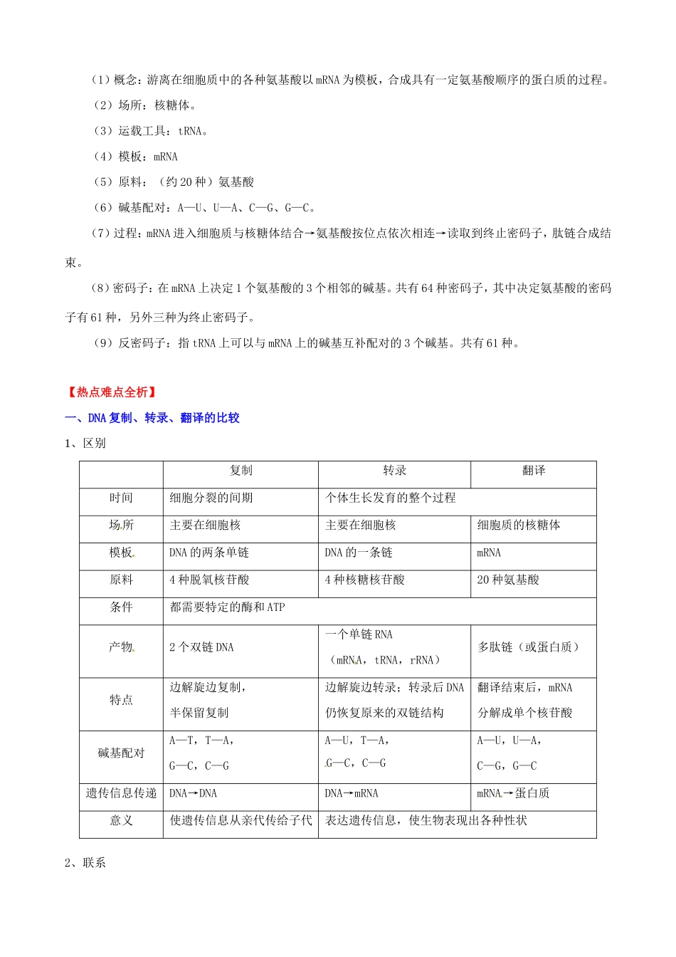 （考纲全景透析）高考生物 4.1 基因指导蛋白质的合成基础复习 新人教版必修2_第2页