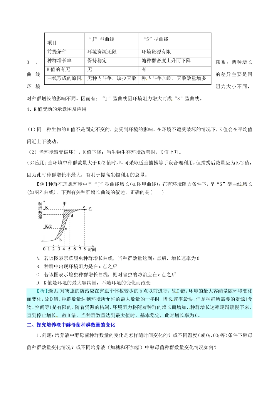 （考纲全景透析）高考生物 4.2 种群数量的变化基础复习 新人教版必修3_第2页