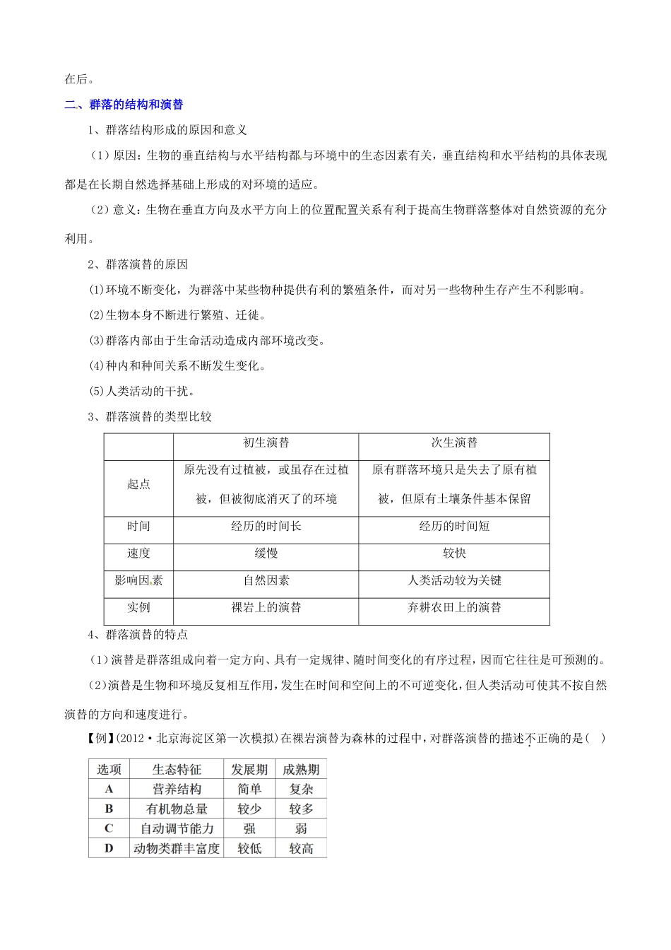 （考纲全景透析）高考生物 4.3 群落的结构和演替基础复习 新人教版必修3_第3页