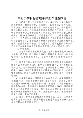 2024年中心小学目标管理考评工作自查报告