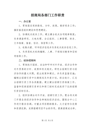 2024年招商局各部门工作职责