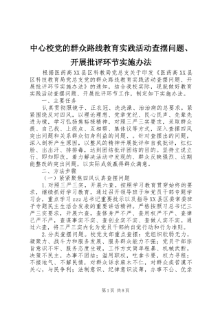 2024年中心校党的群众路线教育实践活动查摆问题开展批评环节实施办法