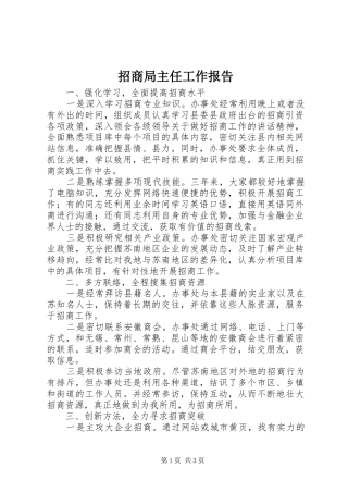 2024年招商局主任工作报告