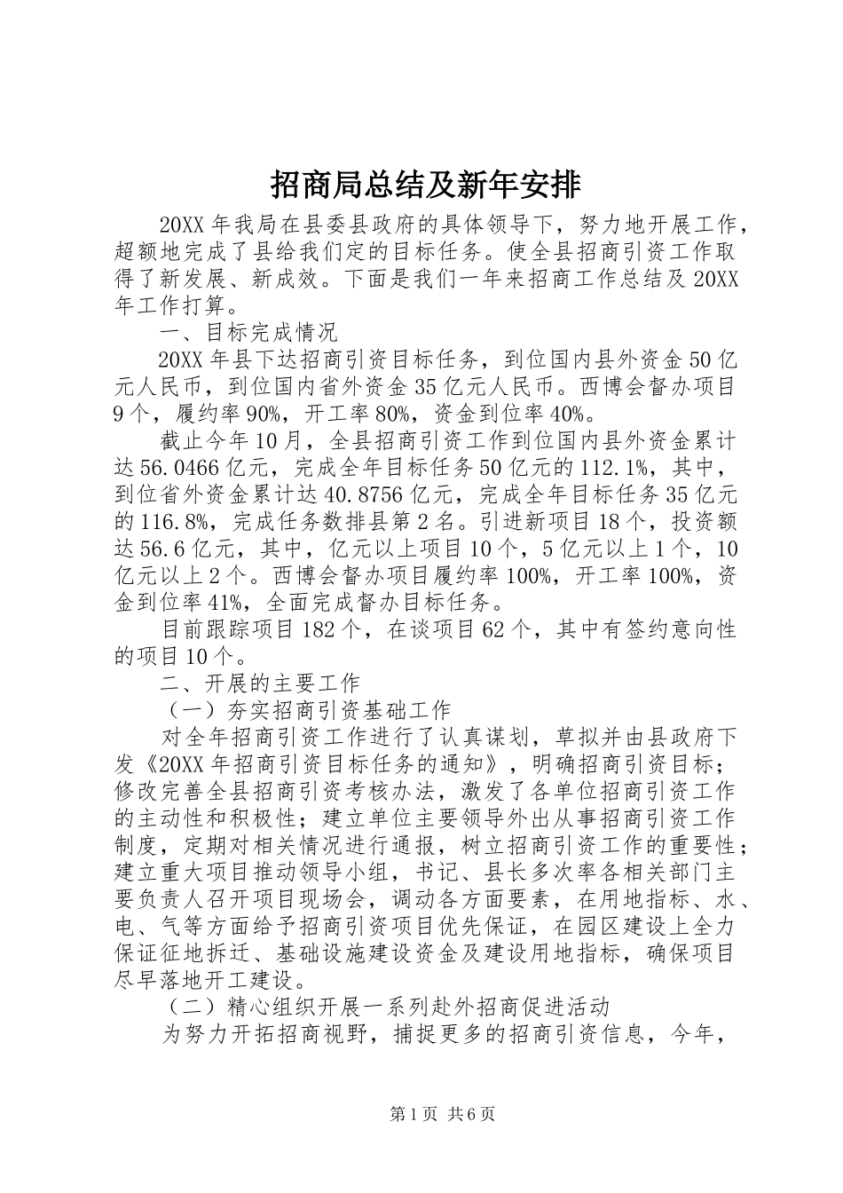 2024年招商局总结及新年安排_第1页