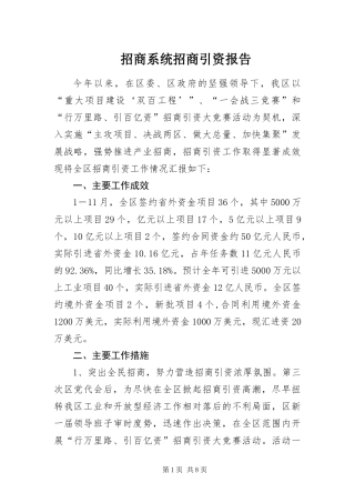 2024年招商系统招商引资报告
