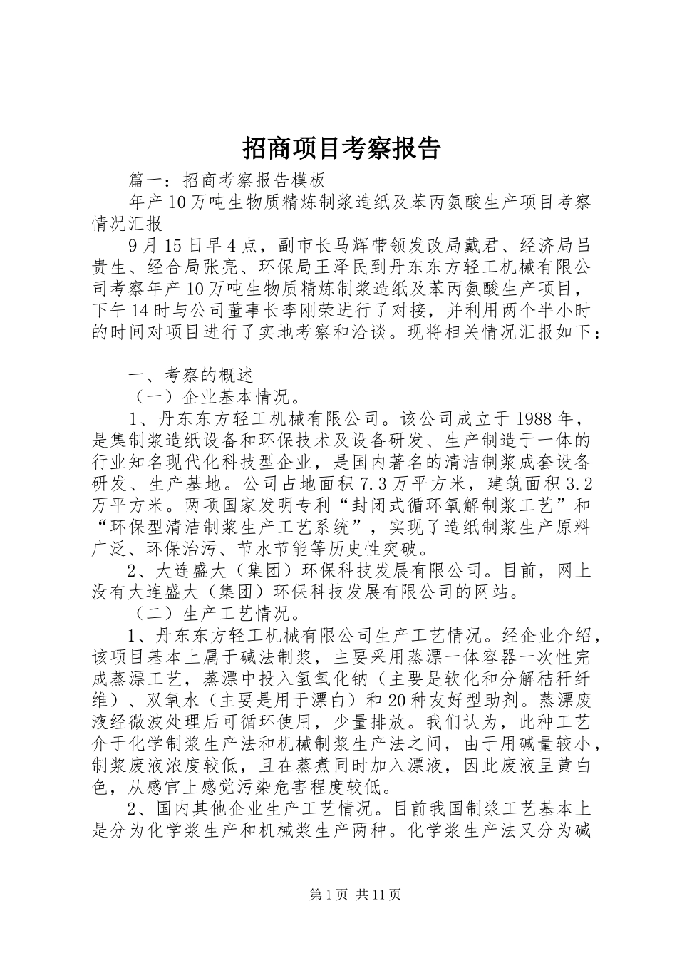 2024年招商项目考察报告_第1页