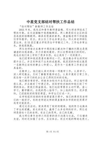 2024年中星党支部结对帮扶工作总结