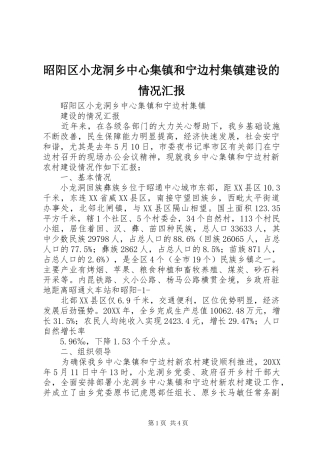 2024年昭阳区小龙洞乡中心集镇和宁边村集镇建设的情况汇报