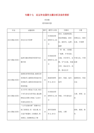 （课标专用 5年高考3年模拟A版）高考语文 专题十七 近五年全国作文题分析及佳作赏析试题-人教版高三语文试题