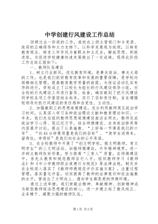 2024年中学创建行风建设工作总结