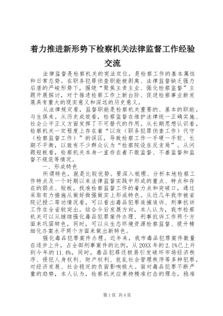 2024年着力推进新形势下检察机关法律监督工作经验交流