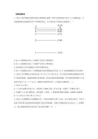 高考物理 模拟+权威预测 专题十九波粒二象性 原子结构和原子核
