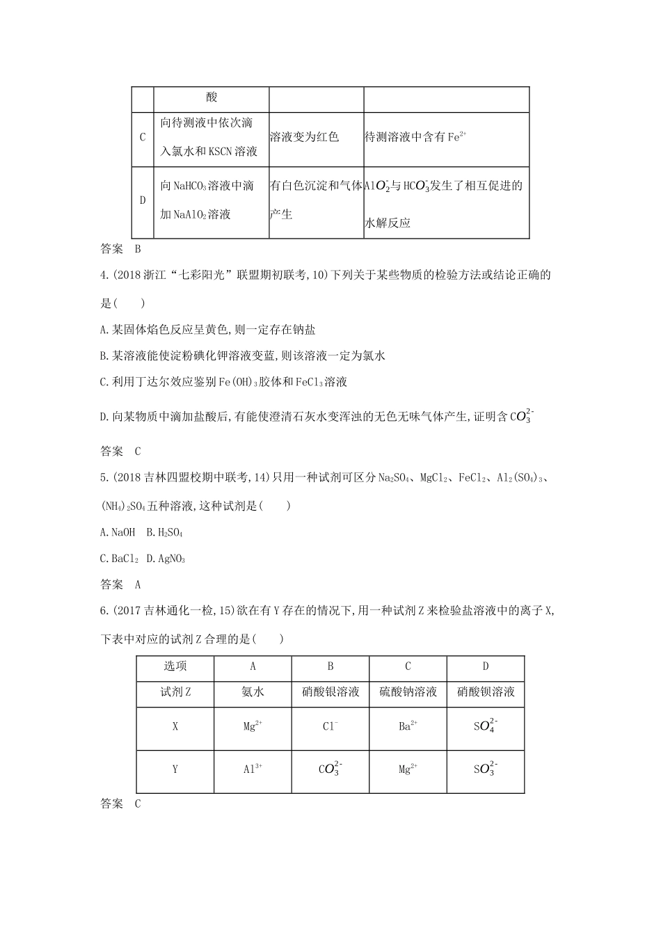 （课标专用 A版）高考化学 专题二十一 物质的检验、分离和提纯试题-人教版高三化学试题_第3页