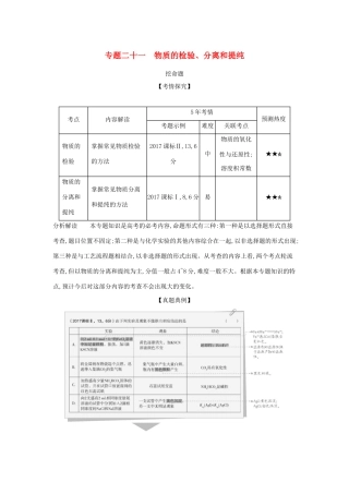 （课标专用 A版）高考化学 专题二十一 物质的检验、分离和提纯试题-人教版高三化学试题