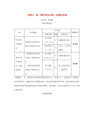 （课标专用 A版）高考化学 专题六 铁、铜及其化合物 金属的冶炼试题-人教版高三化学试题
