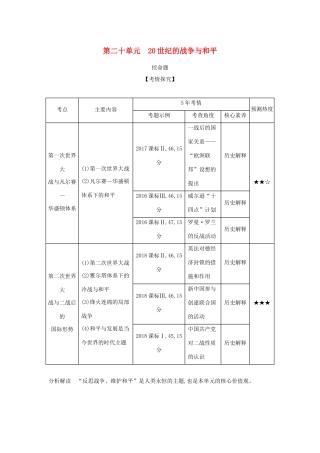 （课标专用 A版）高考历史 第二十单元 20世纪的战争与和平试题-人教版高三历史试题