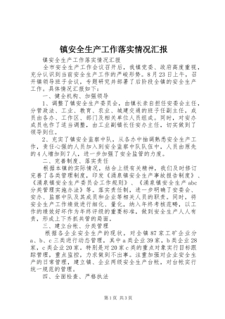 2024年镇安全生产工作落实情况汇报