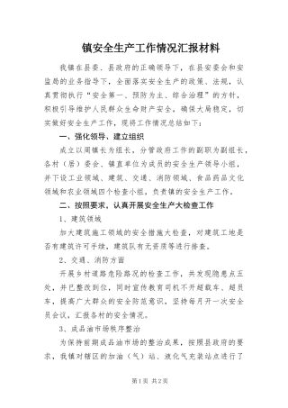 2024年镇安全生产工作情况汇报材料